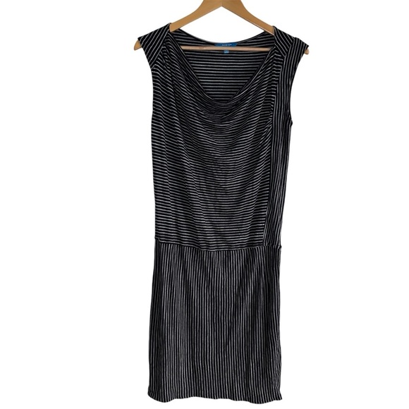 Derek Lam Dresses & Skirts - Derek Lam Dress Small Linen Blend Cowl Neck Black Gray Stripe Coastal Minimalist